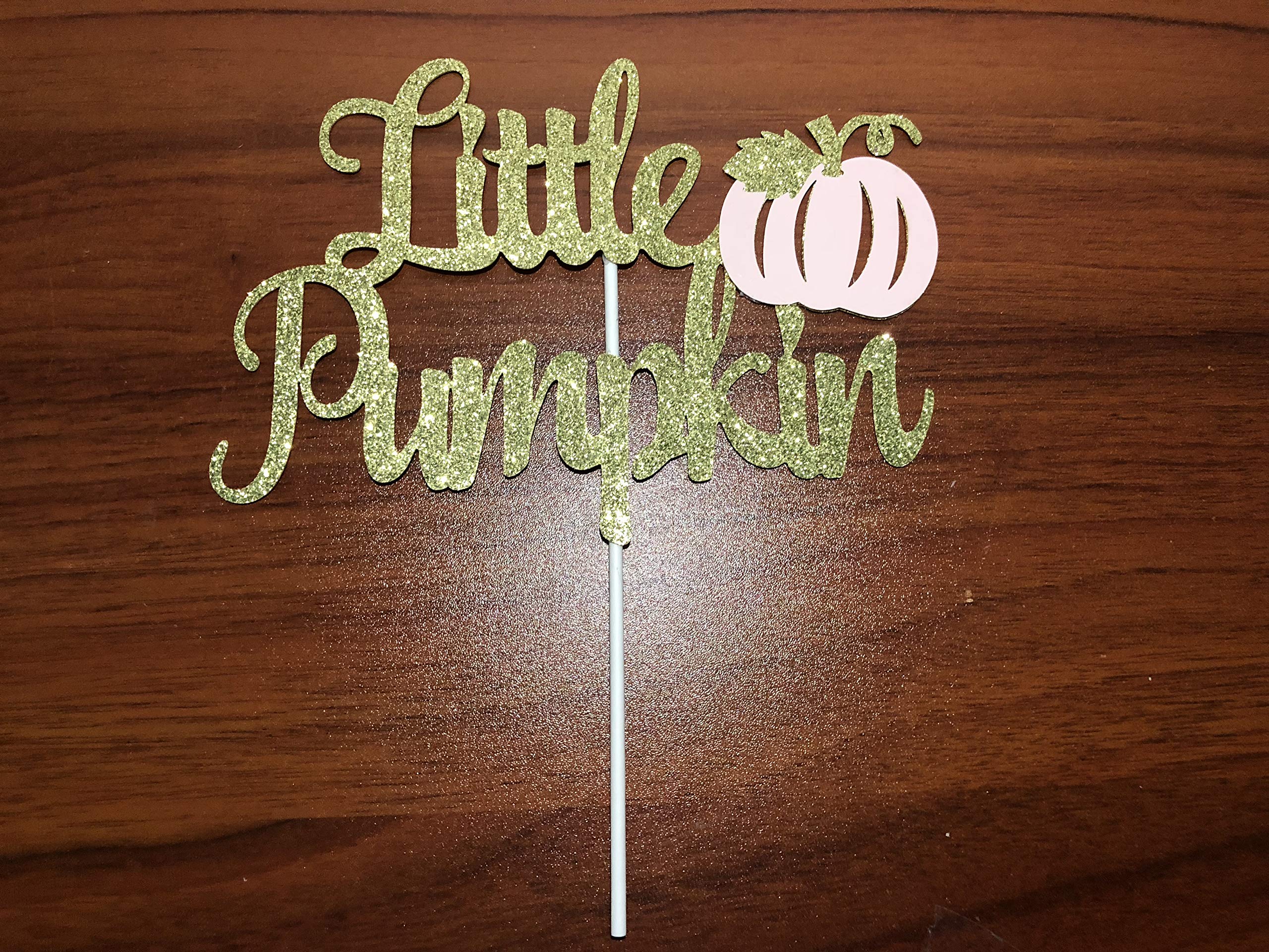 Gold & Pink Little Pumpkin Cake Topper - Baby Shower & 1st Birthday Decorations - Fall Themed Party Supplies for Girls - Perfect for Autumn Celebrations, Birthday Cakes, and Baby Showers