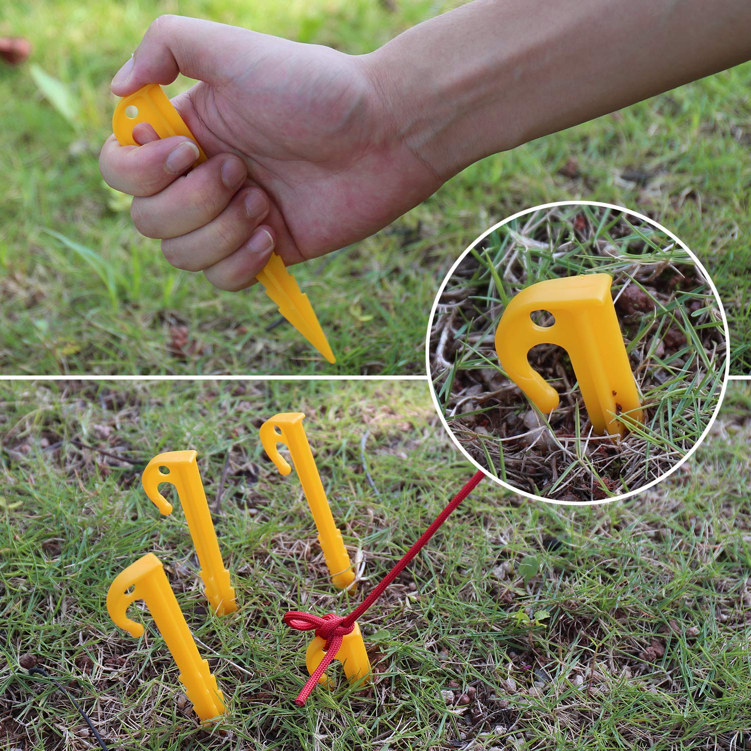 ZOCIPRO 30pcs Screw-in Tent Pegs - Durable Plastic Camping Ground Stakes for Windproof Tents & Canopies
