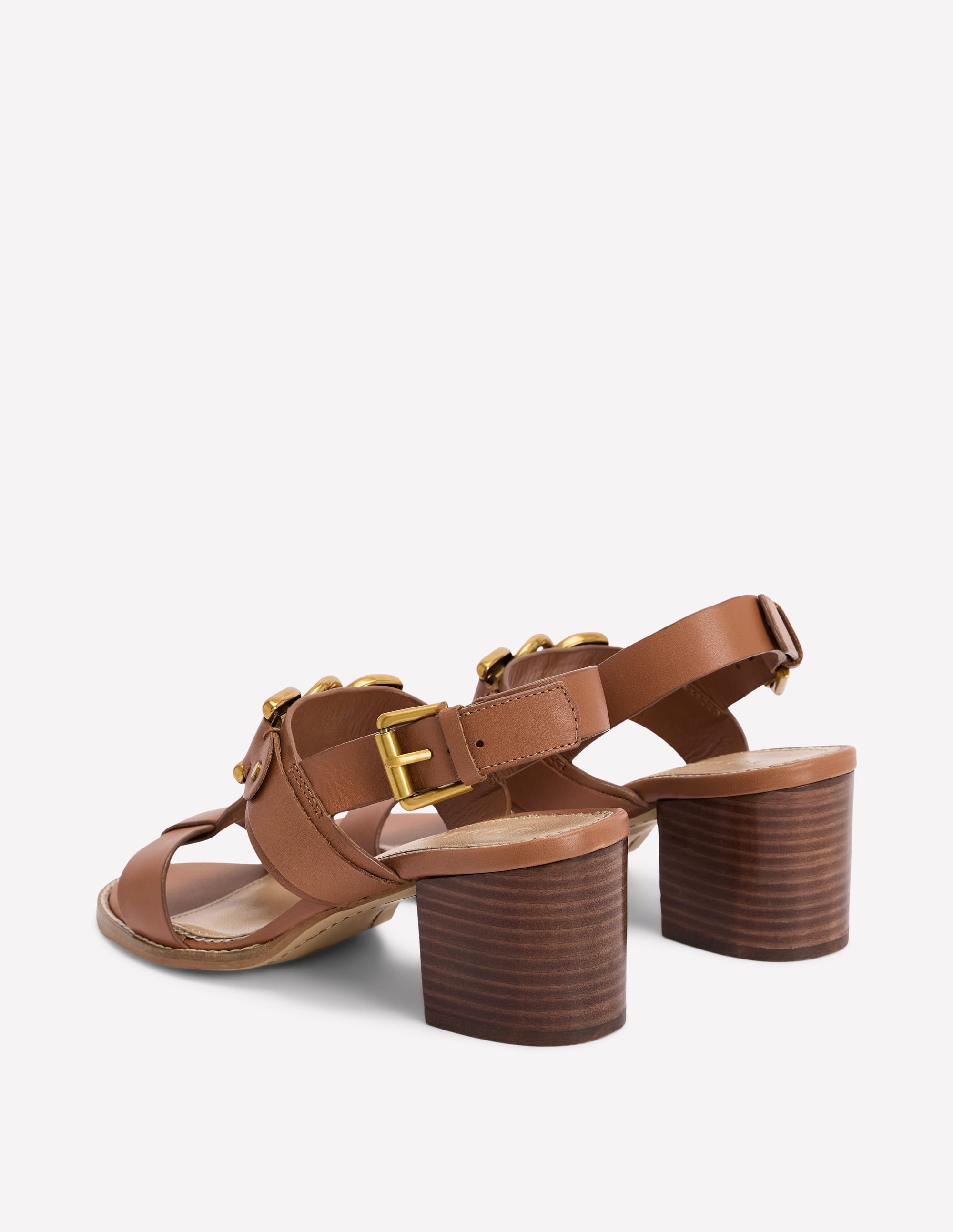 Stylish Block Heel Hardware Sandals in Tan - Perfect for Summer Outfits & Casual Occasions