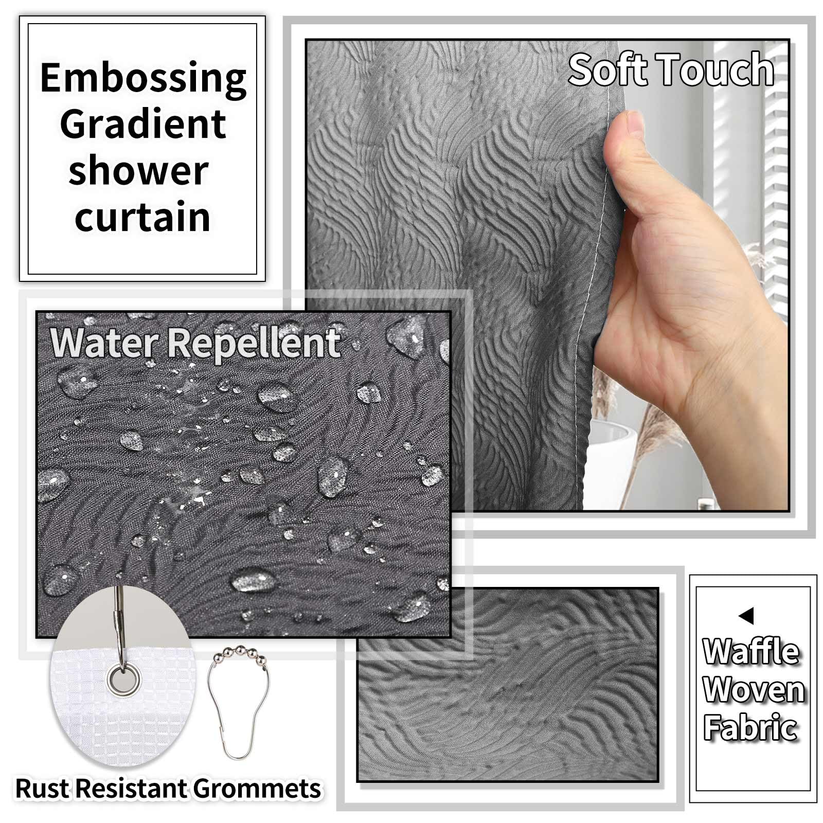 25-Piece Black Bathroom Accessories Set - Includes Shower Curtain, Bath Mat, Waste Bin, Toilet Brush, Soap Dispenser, Toothbrush Holder & Cup, Soap Dish, Cotton Swab Holder - Modern Bathroom Decor for Home & Hotel Use