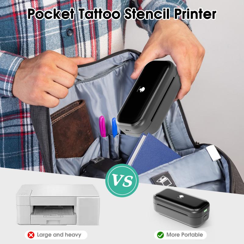 Phomemo TP31 Bluetooth Tattoo Stencil Mini Printer - Portable Wireless Thermal Printer for Tattoo Artists | Create High-Quality Stencils Anywhere | Perfect for Tattoo Shops, Home Studios & Traveling Artists