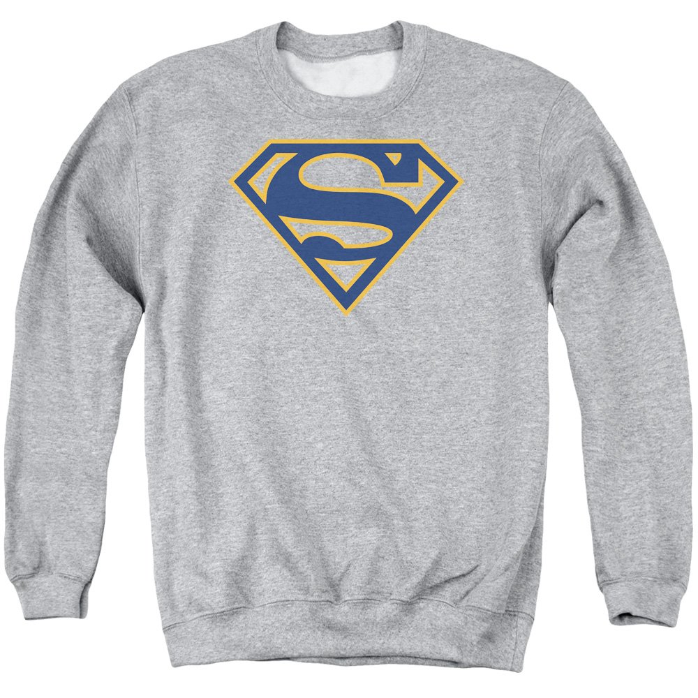Superman Navy & Orange Shield Unisex Crewneck Sweatshirt for Men & Women | Comfortable Cotton Pullover | Casual Wear, Cosplay, Superhero Fan Gift