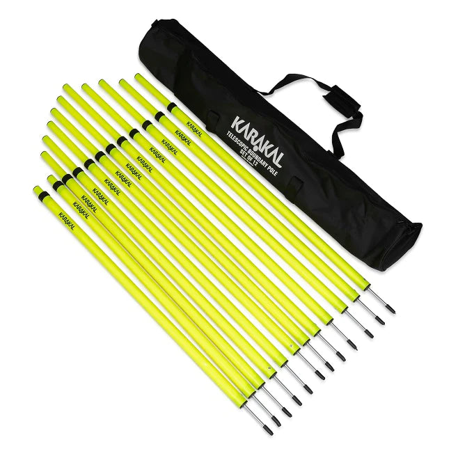 Karakal Retractable Boundary Poles - Set of 12 | Adjustable Sports Markers for Tennis, Badminton & Volleyball Courts | Perfect for Outdoor & Indoor Training Sessions