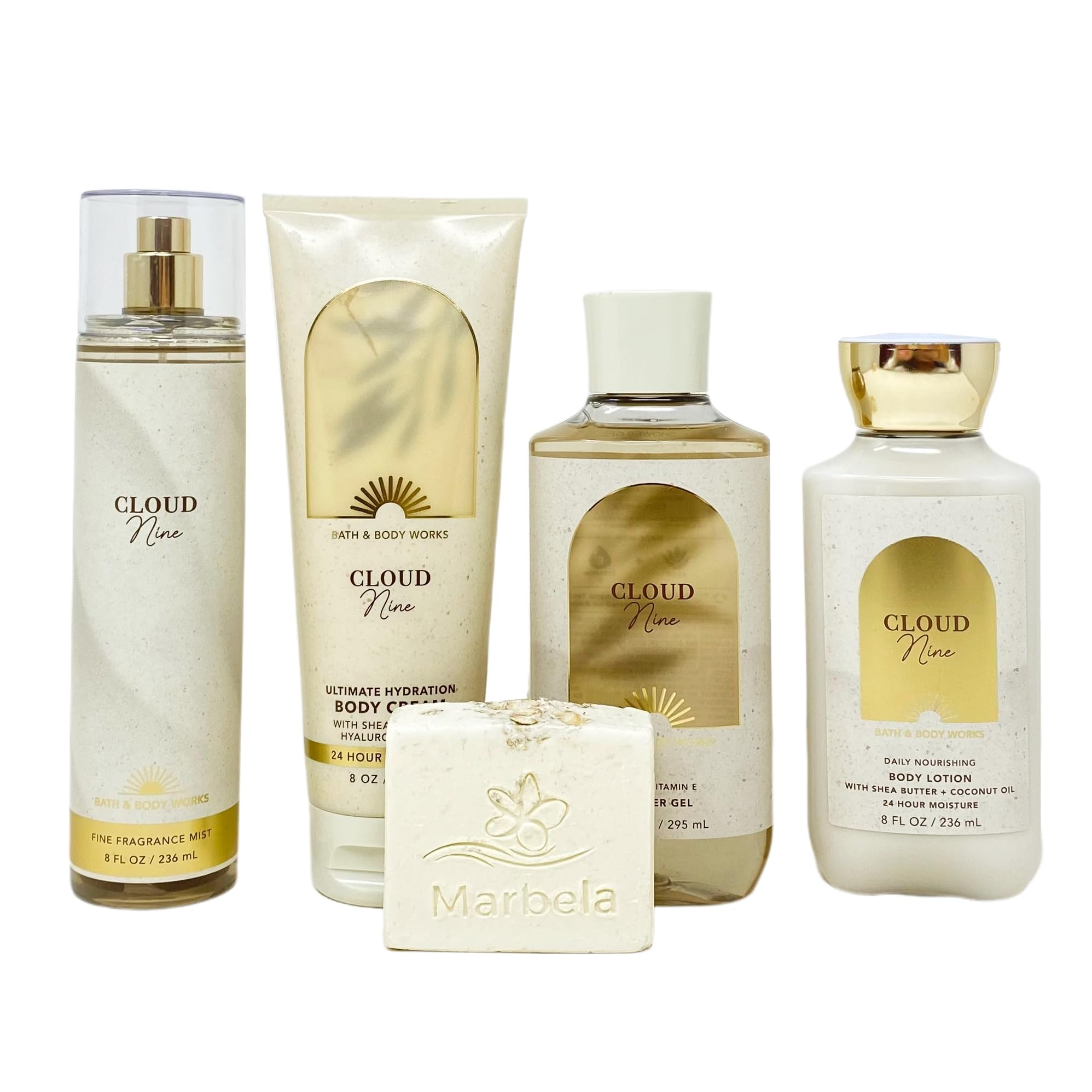 Bath & Body Works Cloud Nine Deluxe Gift Set - Fragrance Mist, Body Cream, Shower Gel & Lotion with Oatmeal Soap | Full Size Luxury Skincare Set for Women | Perfect for Gifts, Self-Care & Spa Days