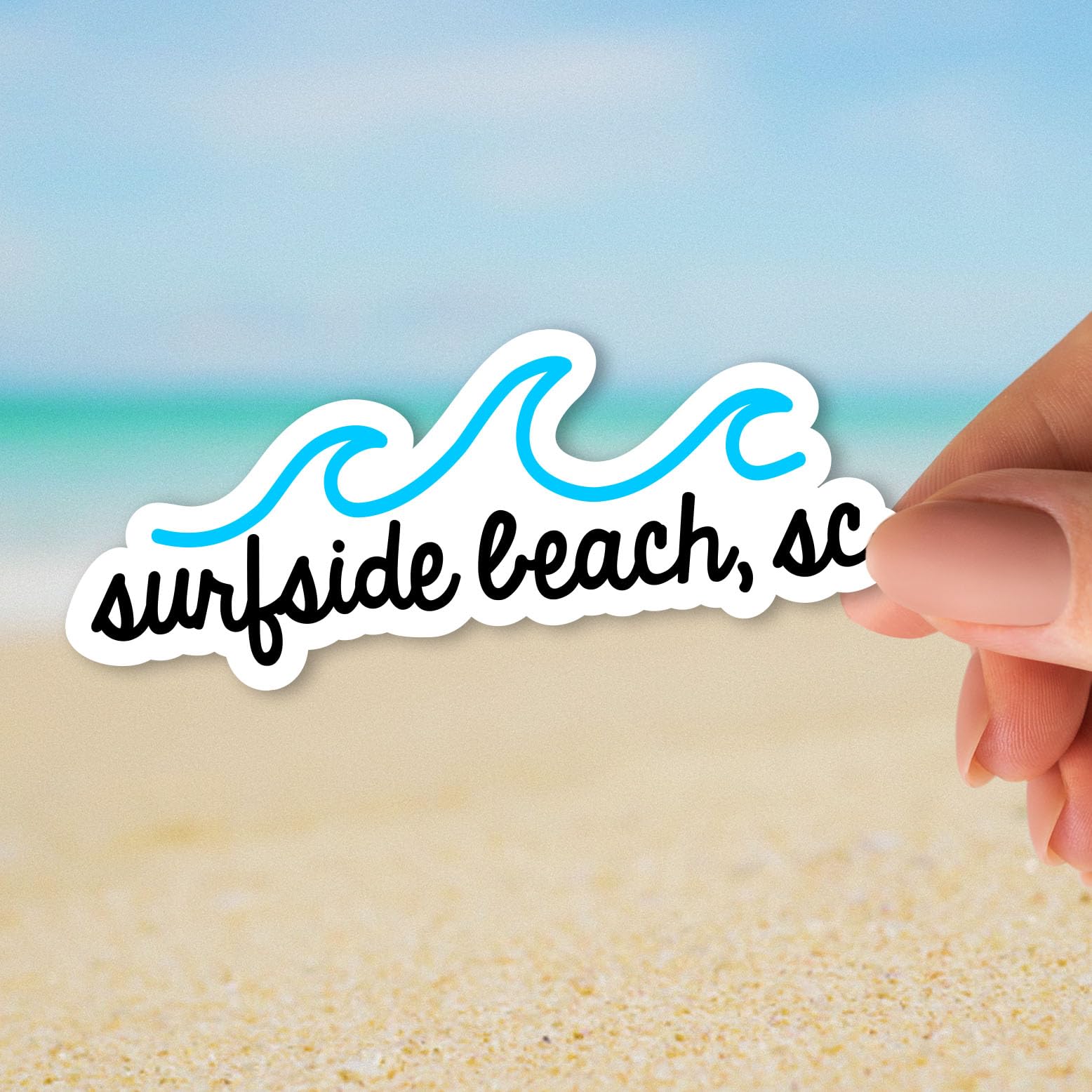 Squiddy Surfside Beach Vinyl Sticker Decal - Waterproof & Durable for Phone, Laptop, Water Bottle (2.5 Inch Wide) - Perfect for Surfers, Beach Lovers & DIY Decoration