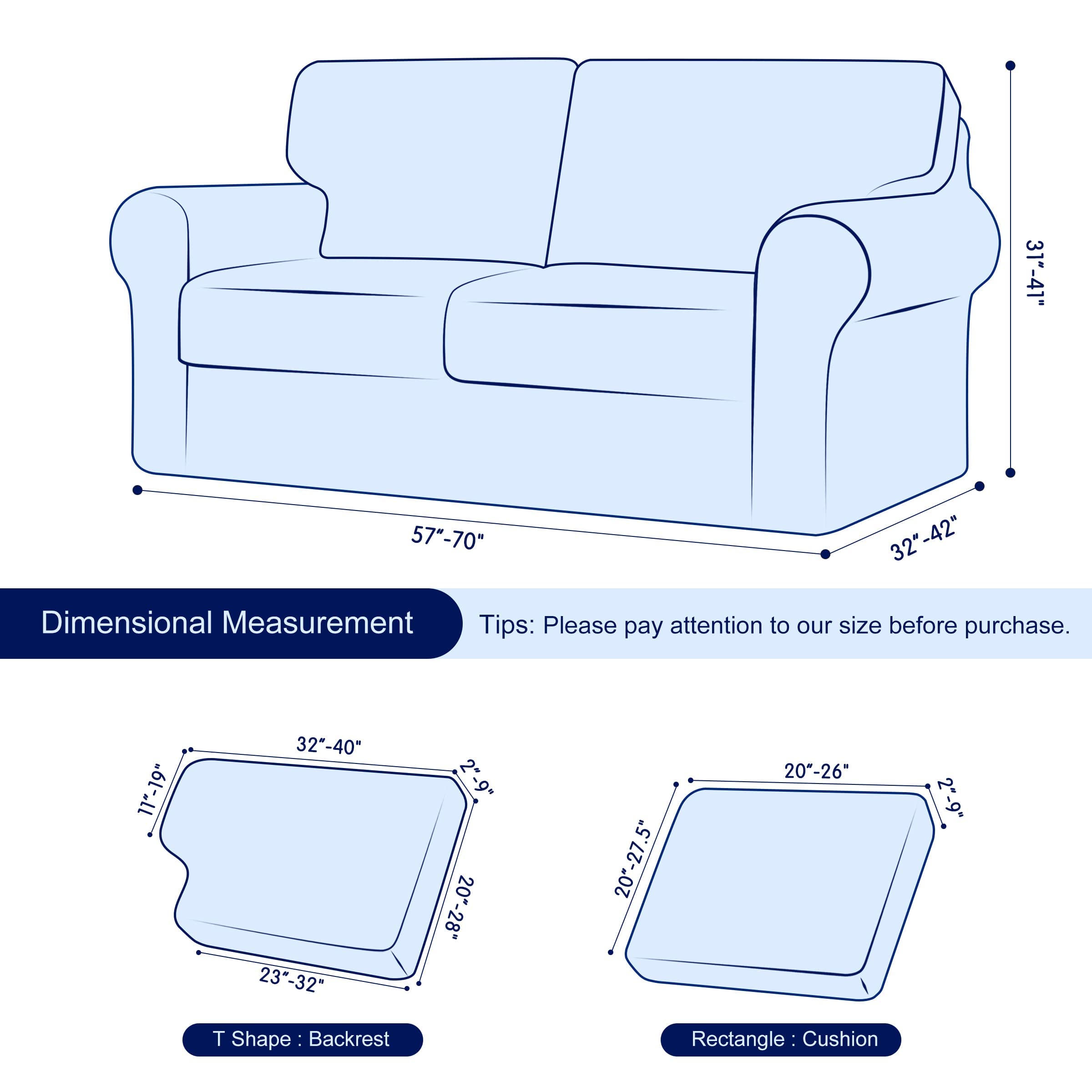 SUBRTEX 5-Piece Loveseat Cover & 7-Piece Sofa Cover Set - Stretchable Couch Slipcover with Separate Backrest & Cushion Covers - Fits Medium & Large Couches (Ivory) - Perfect for Living Room, Home Theater & Family Gatherings