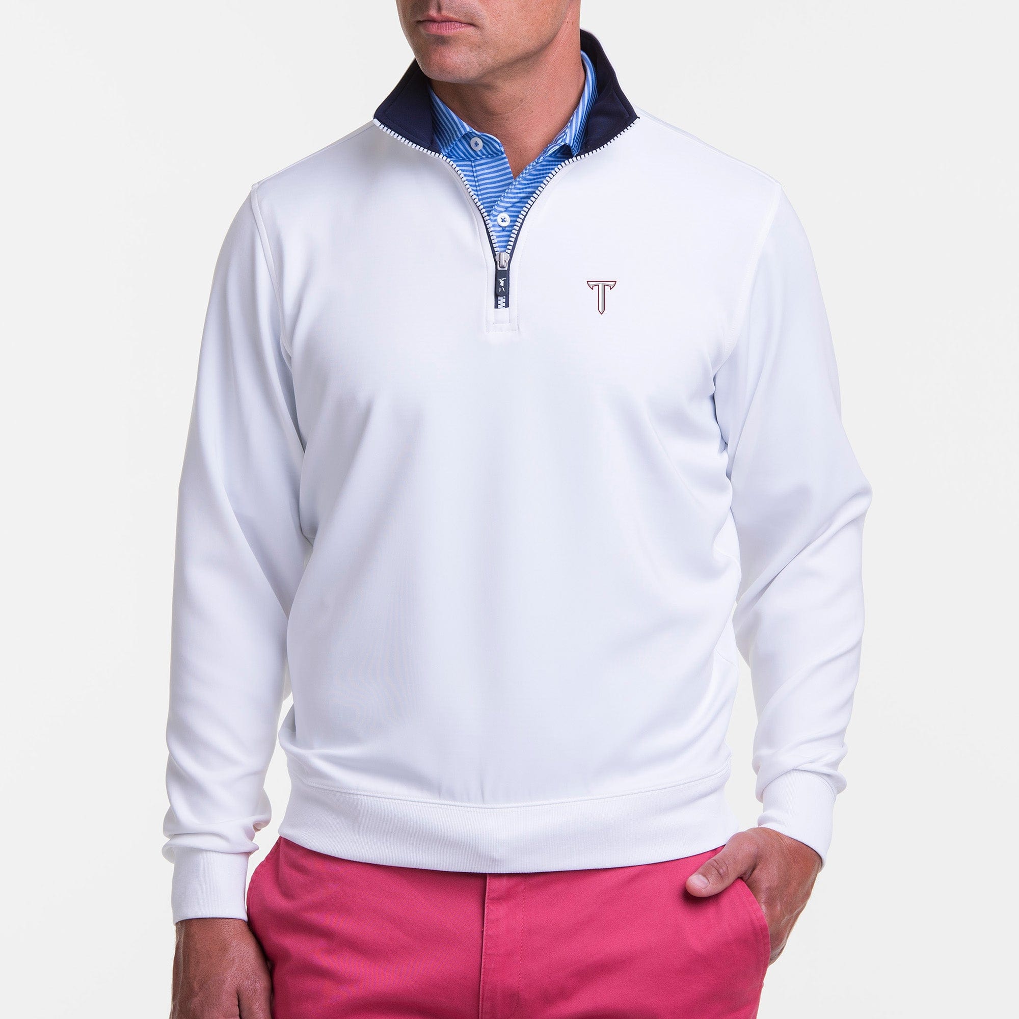 Troy Caves Quarter Zip Pullover Sweatshirt - Men's Collegiate Fleece Jacket for Casual Wear & Outdoor Activities