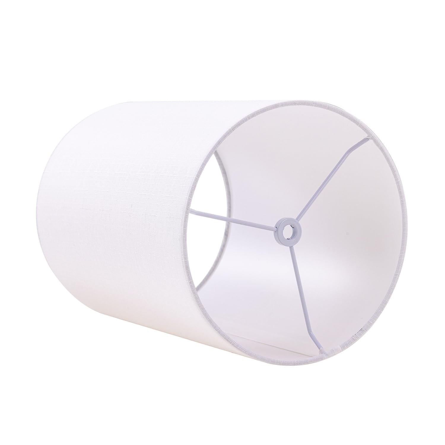 Wellmet White 6x6x10 Inch Drum Lampshade - No Assembly Required, Classic Modern Fabric Lamp Shade for Table, Bedside & Floor Lamps - Perfect for Living Room, Bedroom & Office Decor - Spider Fitter Included