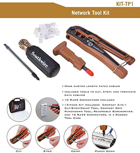 Southwire 58744140 KIT-TP1 Professional Network Tool Kit for Ethernet Cable Installation & Repair - Ideal for IT Technicians, Electricians, and DIY Home Networking Projects