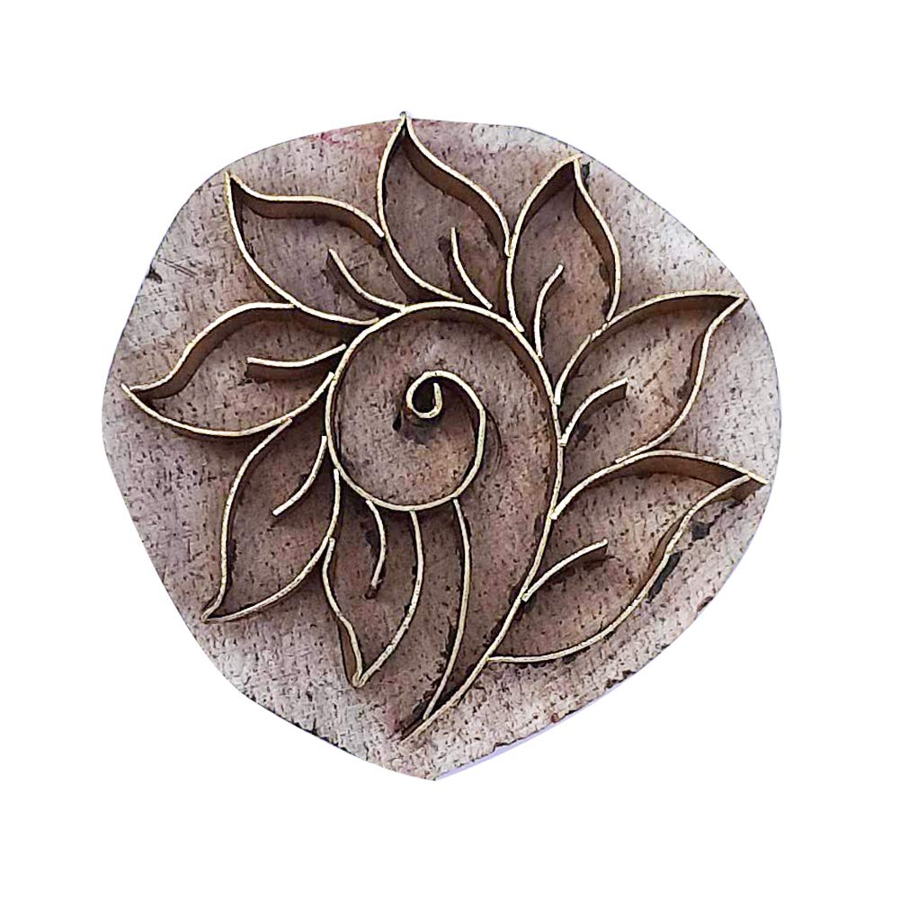 Royal Kraft Floral Brass Wooden Stamps - for Clay, Pottery & Fabric Printing | DIY Crafts & Home Decor