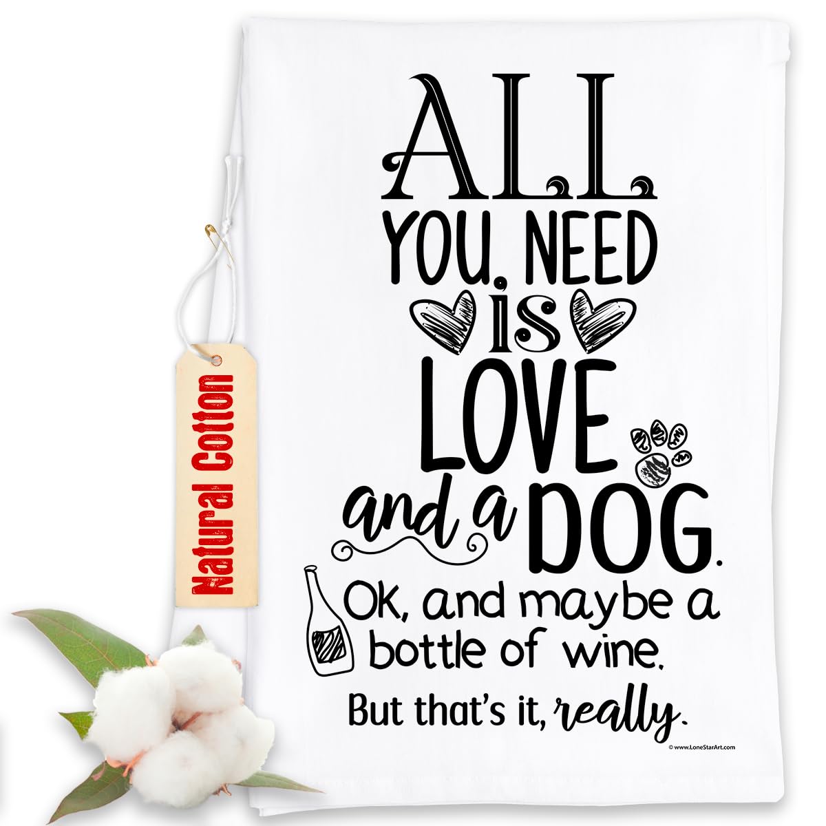 Funny Kitchen Towels with Sayings - All You Need is Love and a Dog (and Maybe Wine) - Decorative Dish Towels for Housewarming Gifts, Multi-Use Cute Kitchen Linens - Perfect for Cooking, Cleaning & Adding Humor to Your Home