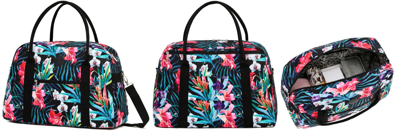 Tosca TCA935 Fashion Tote Duffle Bag for Women - Stylish Black & Multi-Color Large Shoulder Bag - Perfect for Travel, Gym, Work & Weekend Getaways