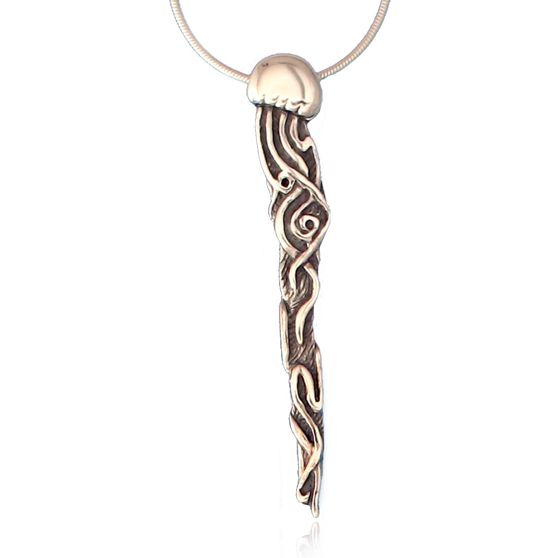 Handmade Sterling Silver Celtic Jellyfish Pendant Necklace - Perfect for Beach Lovers, Ocean-Themed Jewelry Gifts & Boho Fashion Accessories