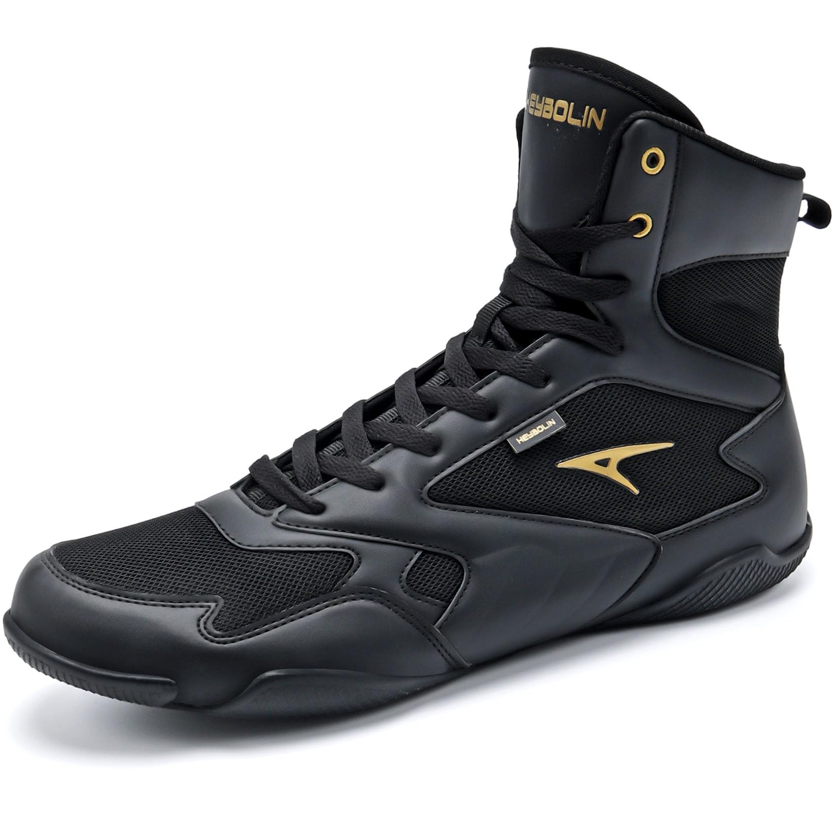 ASHION Men's Wrestling Shoes - High Top Boxing & Fitness Sneakers with Zero Drop Sole for MMA, Training & Gym Workouts