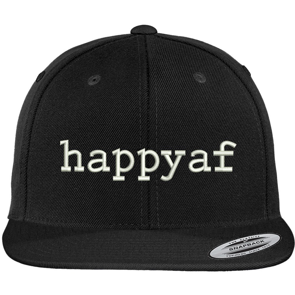 Trendy Hats for Men & Women - HAPPAF Large Embroidered Flat Bill Snapback Cap - Adjustable Baseball Hat for Streetwear, Hip Hop Fashion & Outdoor Activities
