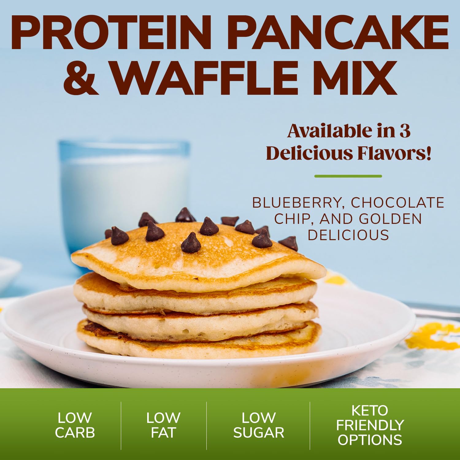 BariWise Protein Pancake & Waffle Mix - Blueberry Flavor, Low Sugar & Low Carb (7 Pack) | High Protein Breakfast Mix for Keto & Weight Loss | Perfect for Healthy Morning Meals & Fitness Lifestyles
