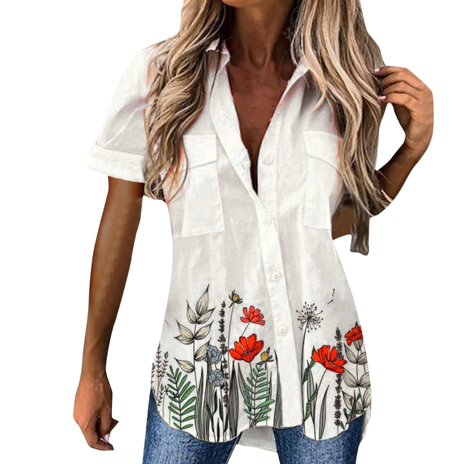Stylish Women's Casual 3/4 Bell Sleeve Crewneck Blouse - Loose Fit Tops for Everyday Wear | Perfect for Office, Dating & Weekend Outings
