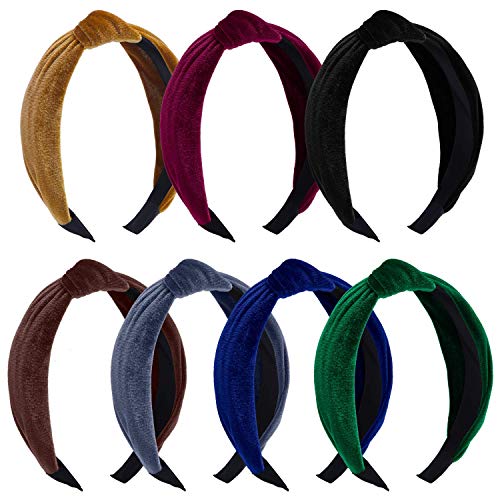 FAMEZA 6-Pack Velvet Wide Plain Headbands - Soft Stretchy Turban Headbands & Knot Hair Accessories for Women | Perfect for Yoga, Workouts, and Everyday Fashion