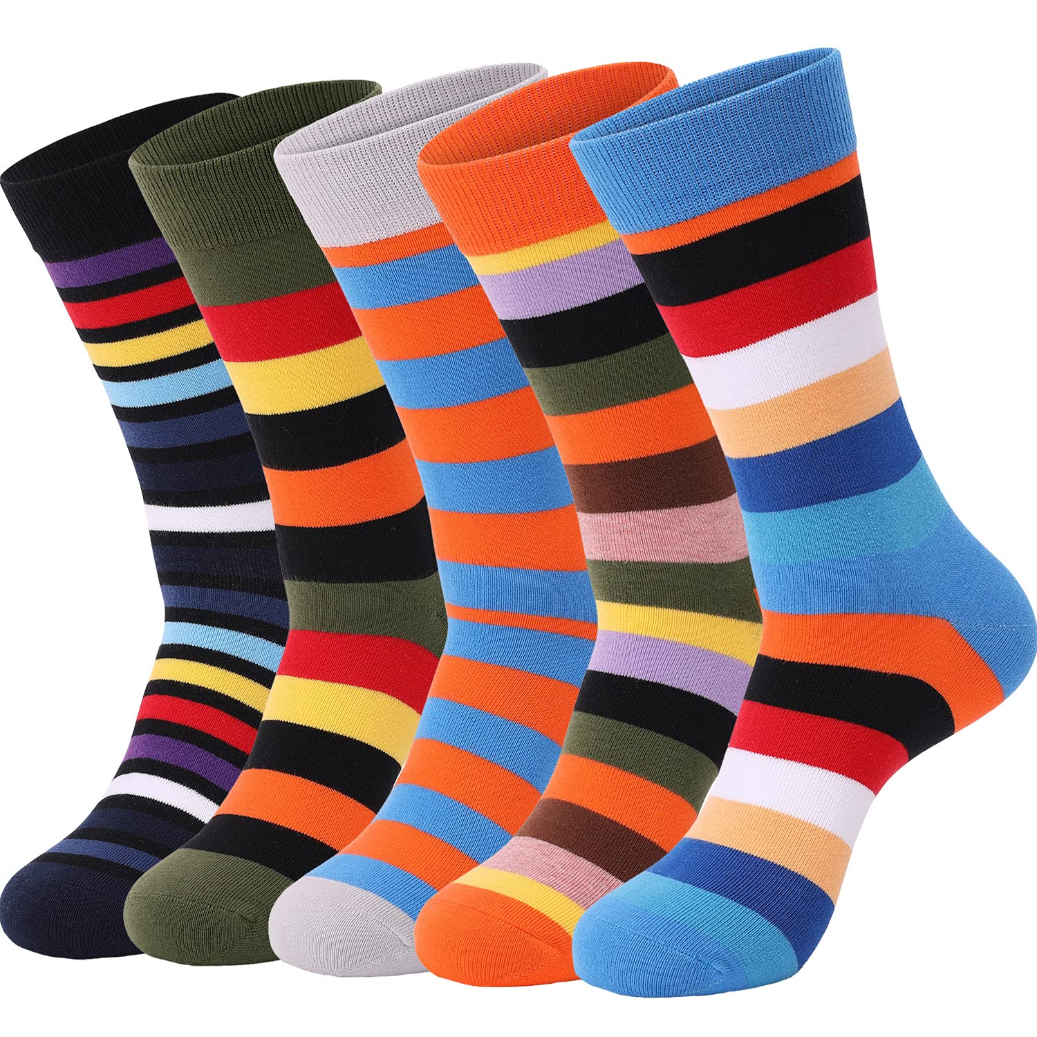 DRASEX Men's Dress Socks - Colorful Cotton Crew Socks with Fun Patterns for Business & Casual Wear - Perfect for Office, Parties & Everyday Comfort