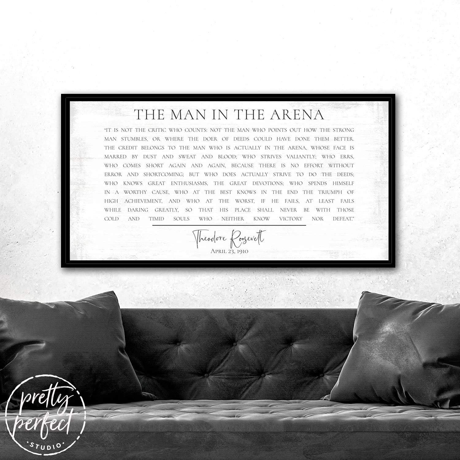 The Man in The Arena Framed Wall Art - Theodore Roosevelt Inspirational Quote Print for Home & Office Decor | Motivational Speech Poster | Study & Gym Wall Decor