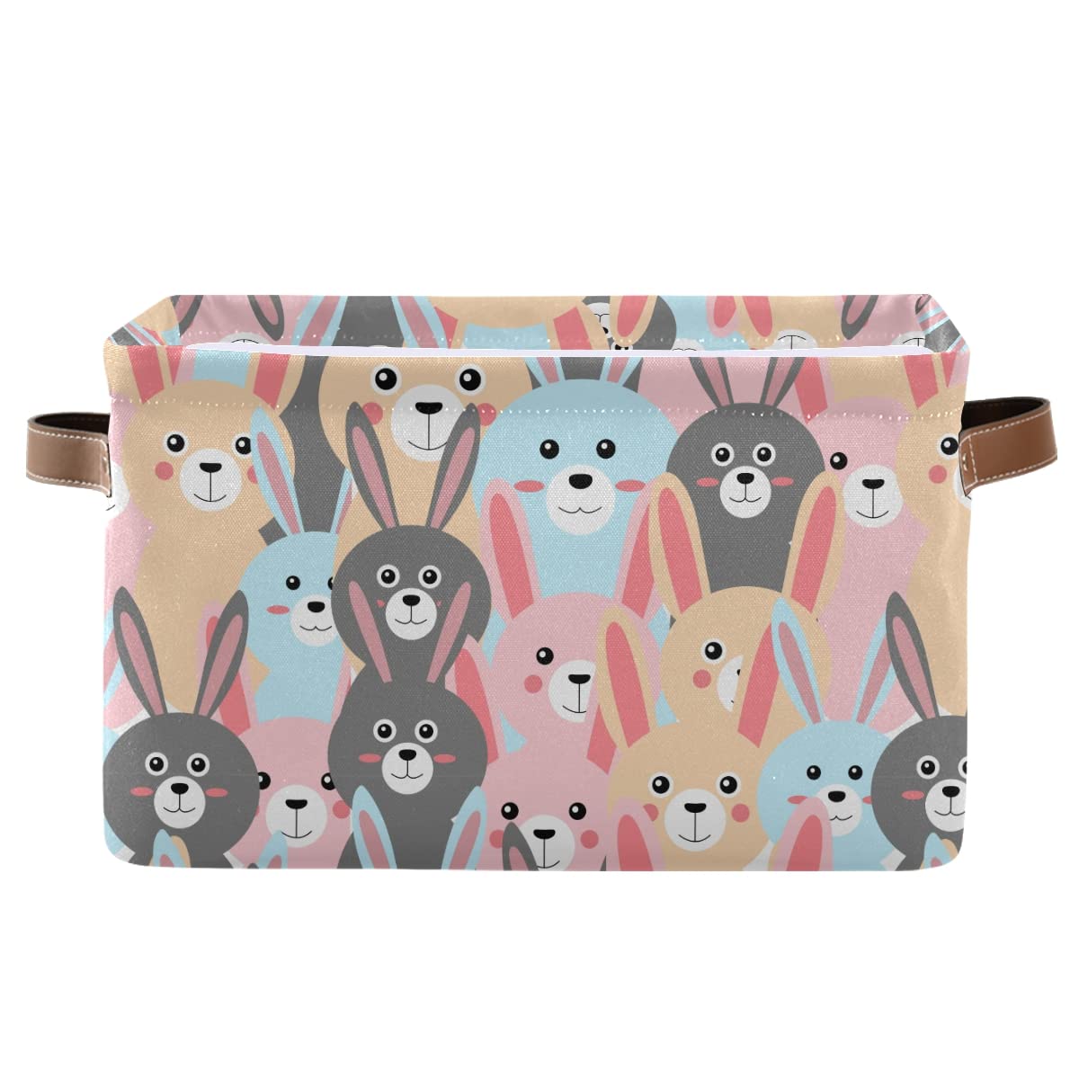 Adorable Collapsible Baby Rabbit Storage Basket - Waterproof Rectangle Bin for Nursery, Toys, Books & Closet Shelves | Perfect for Kids' Room Decor, Organizing Baby Essentials & Home Storage Solutions