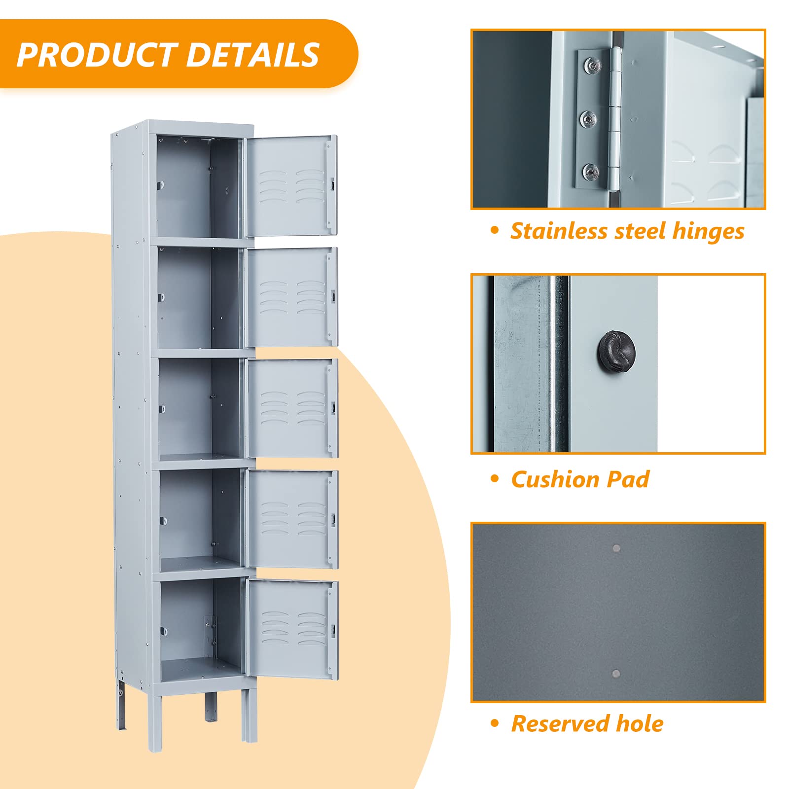 STANI Heavy Duty Metal Locker with Lock - Secure Employee Storage Cabinet for Home, Gym, School & Office - Tall Steel Locker for Clothes, Shoes & Personal Belongings (Ideal for Lockers Room, Workplace & Public Spaces)