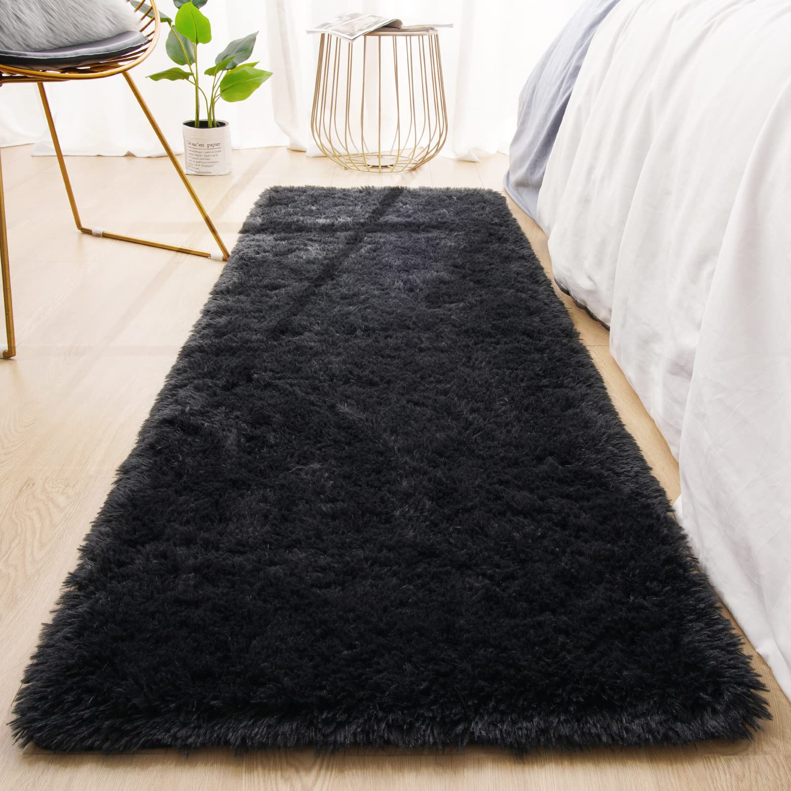 QXKAKA Soft Fluffy Runner Rug - 2x6 Ft Washable Fuzzy Carpet for Bedroom, Living Room, Kids Room & Dorm Decor | Perfect for Bedside, Nursery & Cozy Home Decor