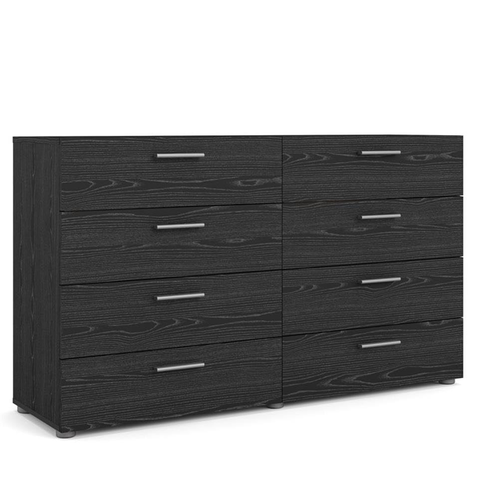 Home Square 2-Piece Bedroom Set - 8-Drawer Dresser & Nightstand in Black Woodgrain - Perfect for Master Bedroom, Guest Room, or Apartment Furniture