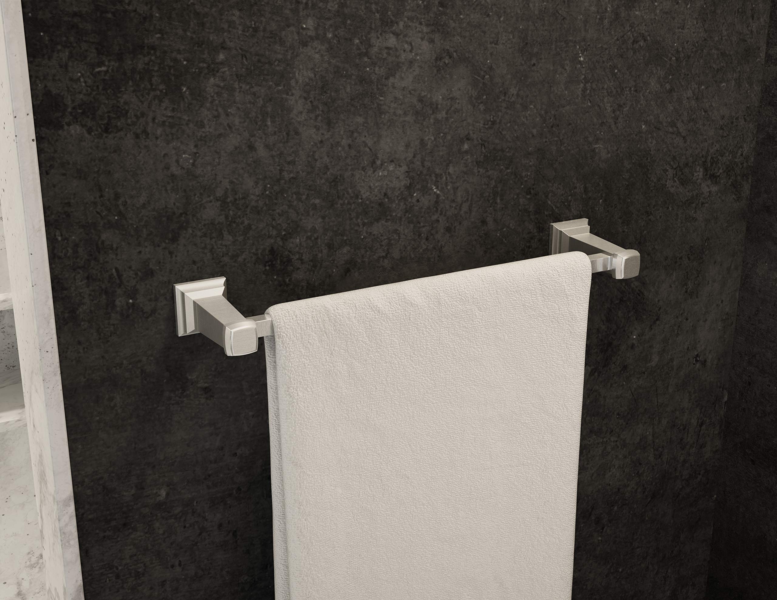 Symmons 423TB-24-STN Oxford 24 Inch Wall-Mounted Towel Bar in Satin Nickel - Bathroom Towel Rack for Spa, Hotel & Home Decor
