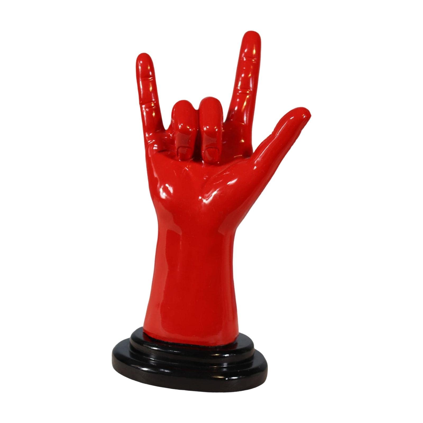 Creative Rock Hand Gesture Resin Statue - Unique Finger Sculpture Artwork for Home Decor, Bars & Nightclubs - Perfect for Shelves, Cabinets & Nightstands - Available in Black & Red Colors | Great Gift for Music Lovers & Party Decor