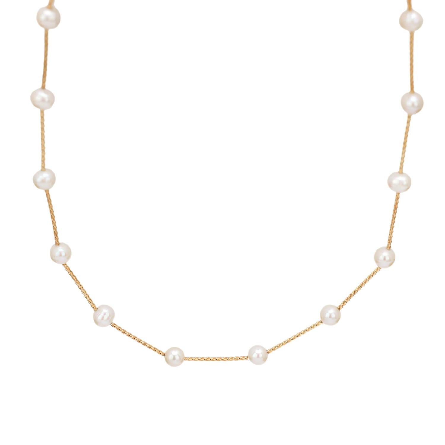 14K Gold Pearl Tube Necklace for Women - Elegant Dainty Layering Jewelry Gift for Her - Perfect for Weddings, Parties & Everyday Wear