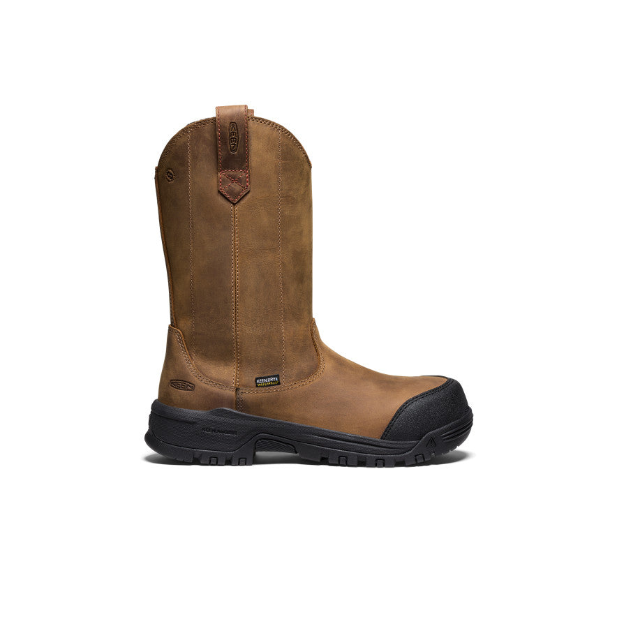 Women's Evanston Pull-On Waterproof Work Boots with Carbon Toe - Bison/Black - Perfect for Construction, Hiking & Outdoor Work