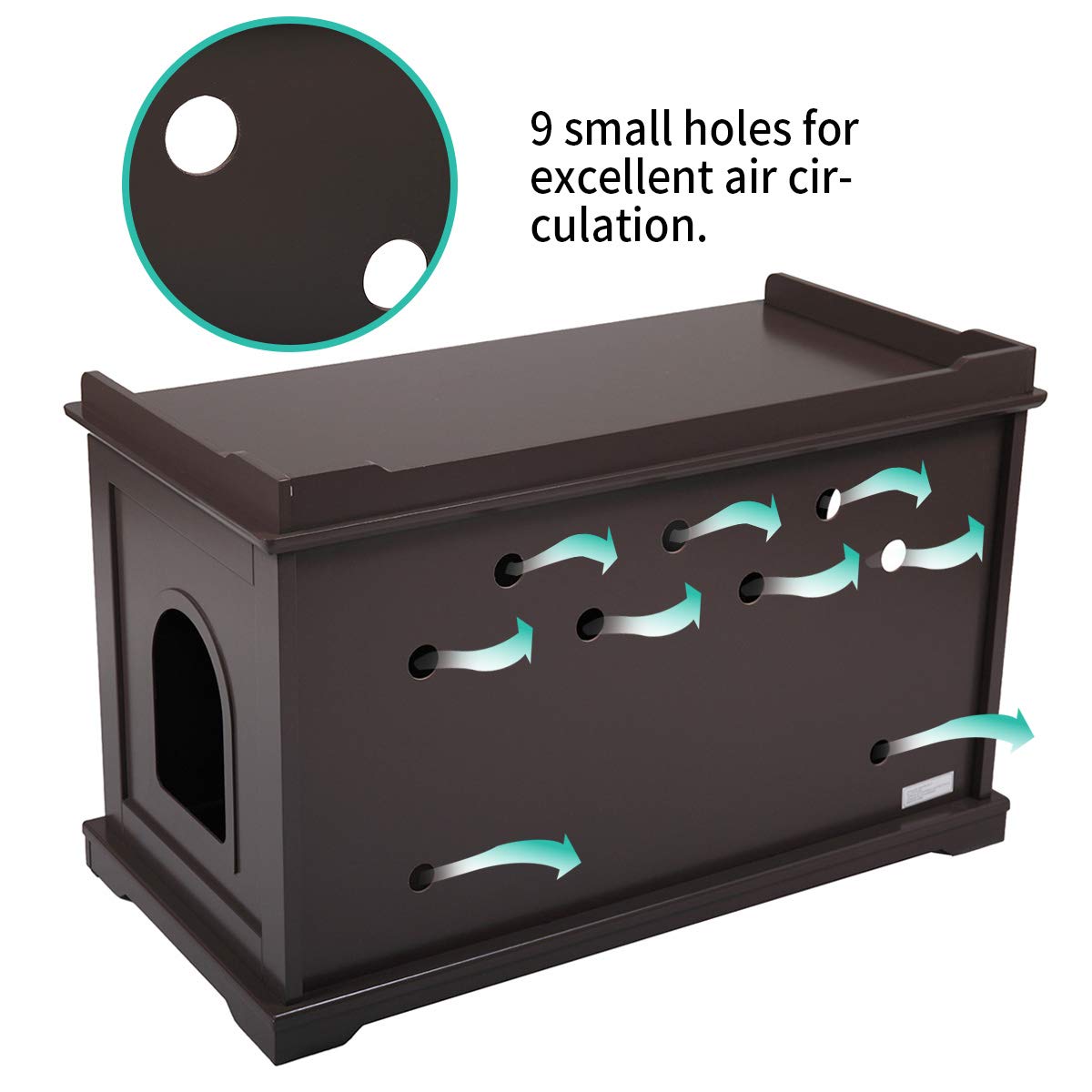 Multifunctional Wooden Cat Litter Box Furniture - Hidden Washroom Storage Bench Cabinet with Removable Panel & Spacious Interior (Brown) - Perfect for Small Spaces & Home Décor