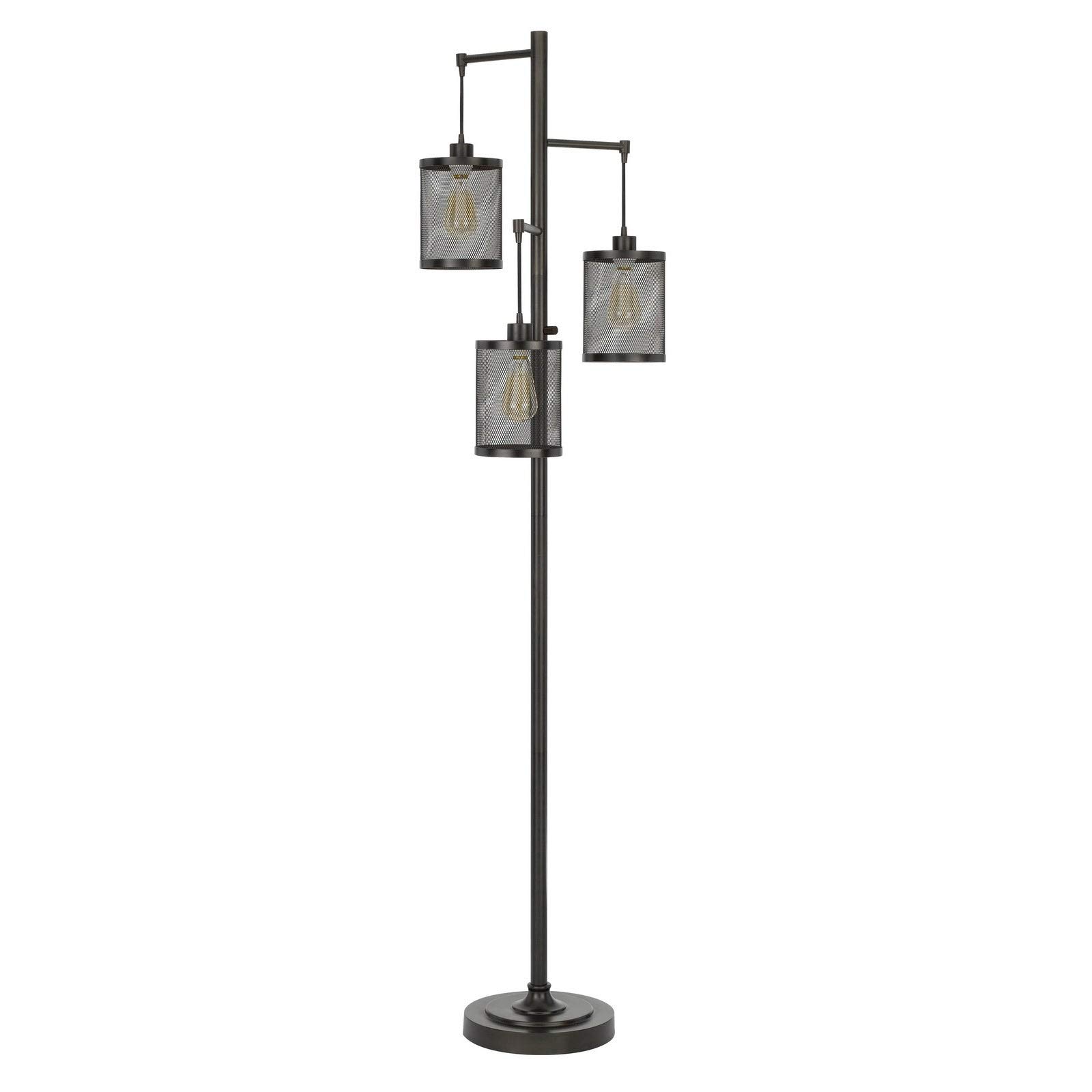 Modern Dark Bronze Metal Floor Lamp with Mesh Shade - Contemporary Lighting for Living Room, Bedroom & Office - Adjustable Height & Dimmable for Cozy Ambiance