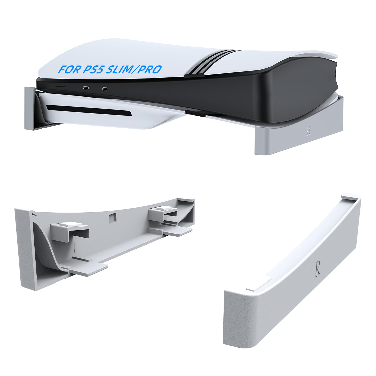 PS5 Pro Horizontal Stand - Base Stand Compatible with PlayStation 5 Pro & Slim (Disc/Digital Edition) - White - Perfect for Gaming Setup & Console Organization