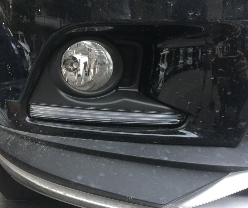 iJDMTOY Xenon White LED DRL Fog Light Kit for 2014-2016 Toyota Highlander - OEM Style Direct Replacement Daytime Running Lights with Fog Light Bezels | Perfect for Night Driving & Off-Road Adventures