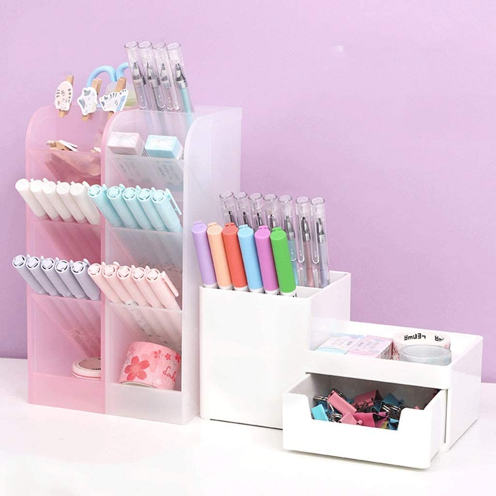 4-Compartment Plastic Inclined Pen Holder - Desk Organizer for Pencils, Pens & Office Supplies | Perfect for Office, School & Home Workspace Organization (Multiple Colors Available)