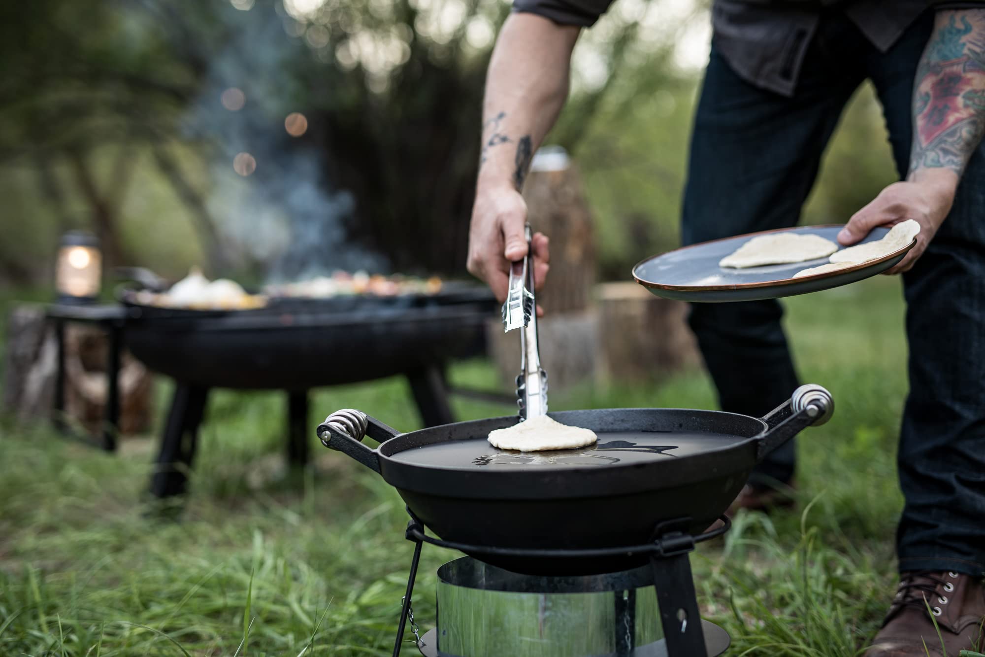 Barebones All-in-One Cast Iron Grill and Dutch Oven - Heavy Duty Outdoor Cooking Set for Camping, Backpacking, Picnics & BBQ - Perfect for Grilling, Stewing, Baking Over Campfire or Stove