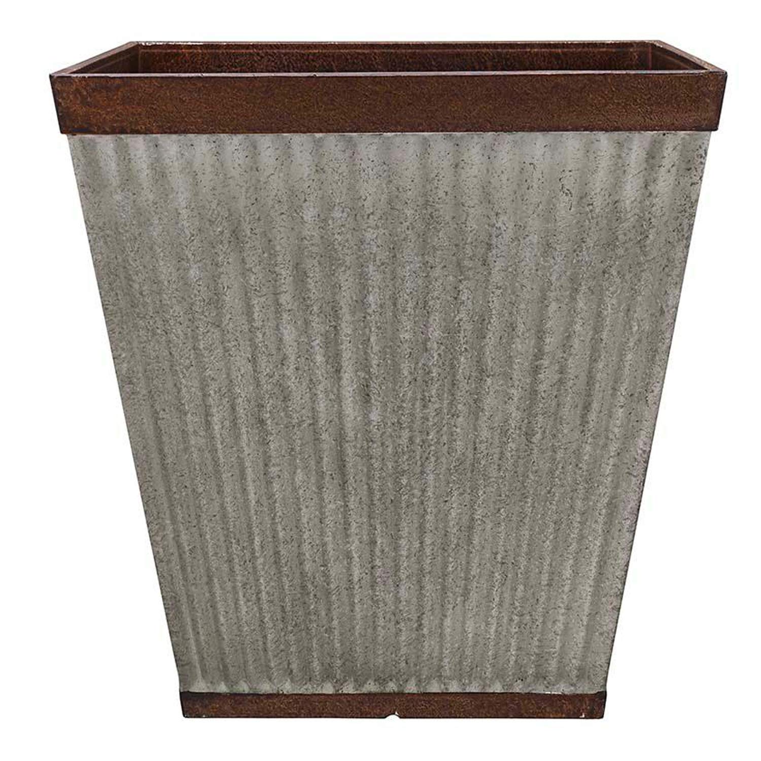 Southern Patio HDR-046851 16 Inch Square Rustic Resin Planter - Indoor/Outdoor Garden Urn Pot for Flowers, Herbs & Plants (2 Pack) - Perfect for Patio, Deck, Balcony & Home Decor