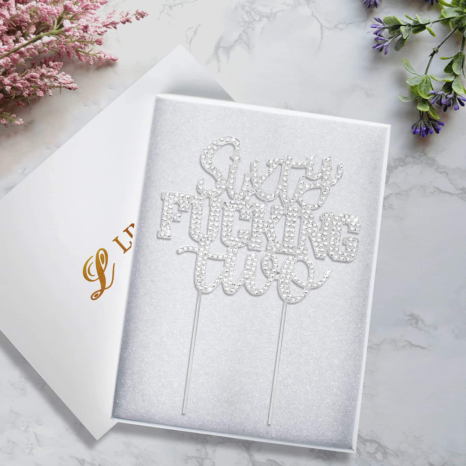 LINGTEER Happy 62nd Birthday Cake Topper - Silver Rhinestone Decor with 'Cheers to 62 Years' Message | Perfect for Birthday Party Centerpieces & Milestone Celebration Decorations