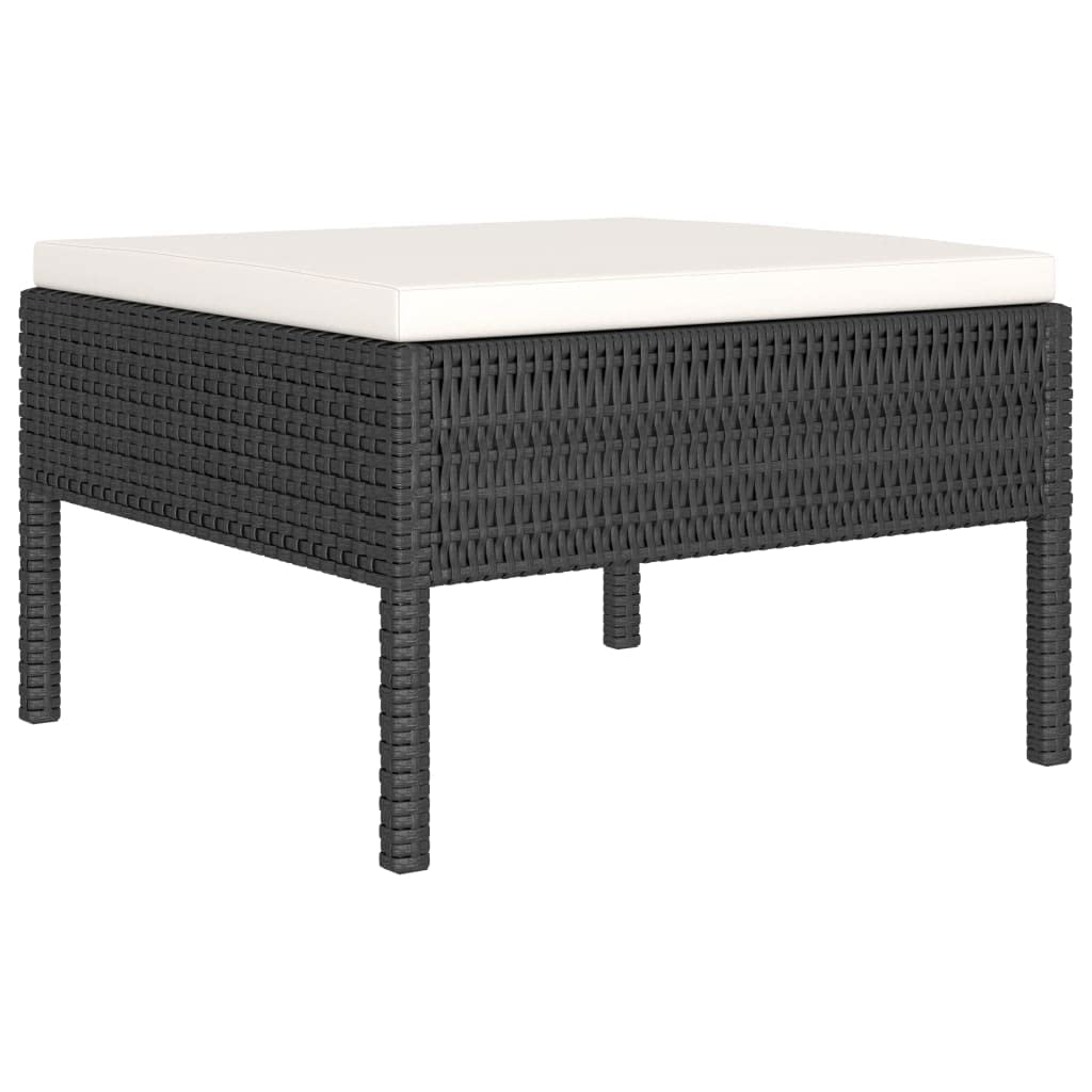 vidaXL 4-Piece Patio Lounge Set with Cushions - Black Poly Rattan Outdoor Furniture for Garden, Balcony, Backyard & Terrace - Perfect for Relaxing, Entertaining & Outdoor Dining