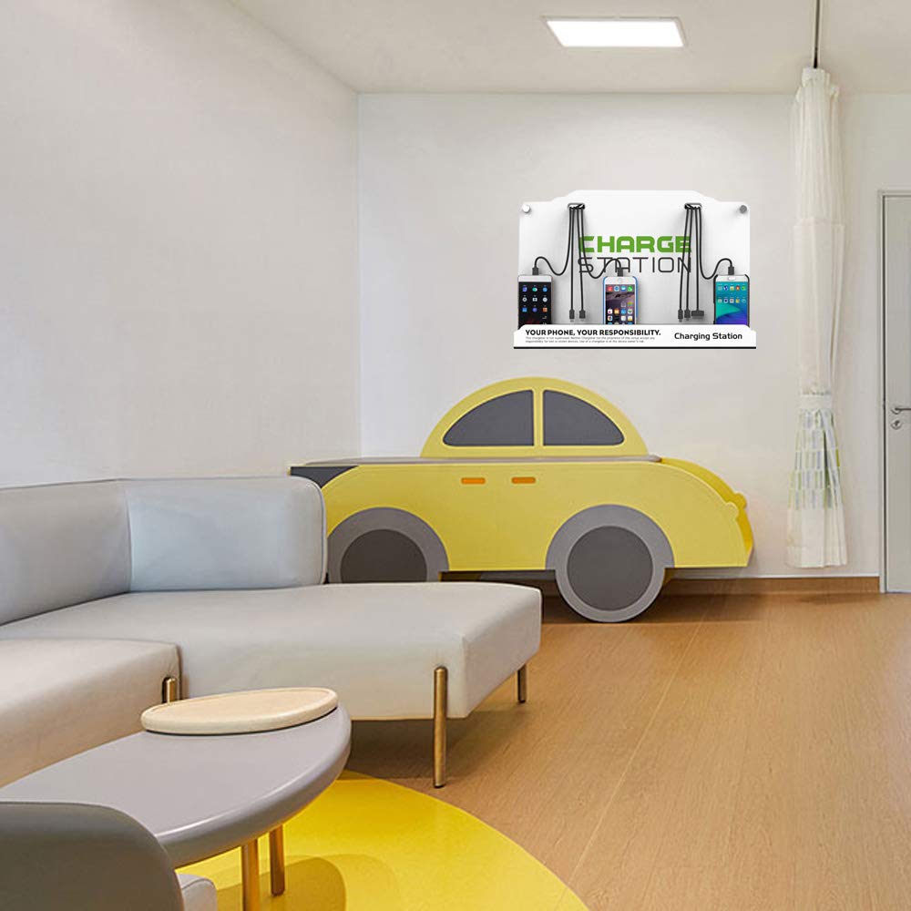 8-Port Wall Mounted Phone Charging Station with High-Speed Cables - Ideal for Airports, Hospitals, Banks, Hotels & Public Spaces - Fast Multi-Device Charging Solution for Businesses & High-Traffic Areas