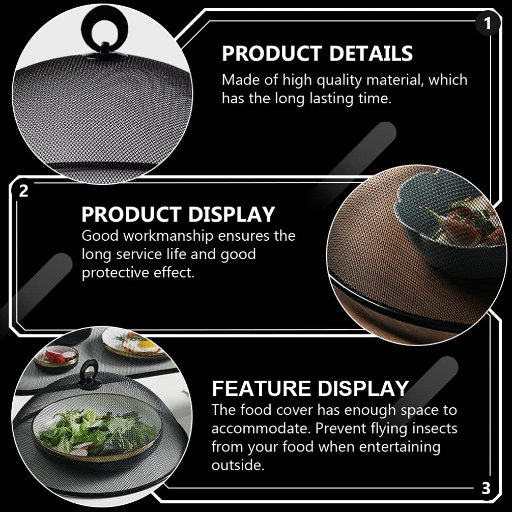 Housoutil 2-Pack Black Metal Mesh Food Covers - Reusable Outdoor Picnic Food Tent Umbrella for Flies & Bugs Protection - Perfect for BBQ, Camping, and Backyard Parties
