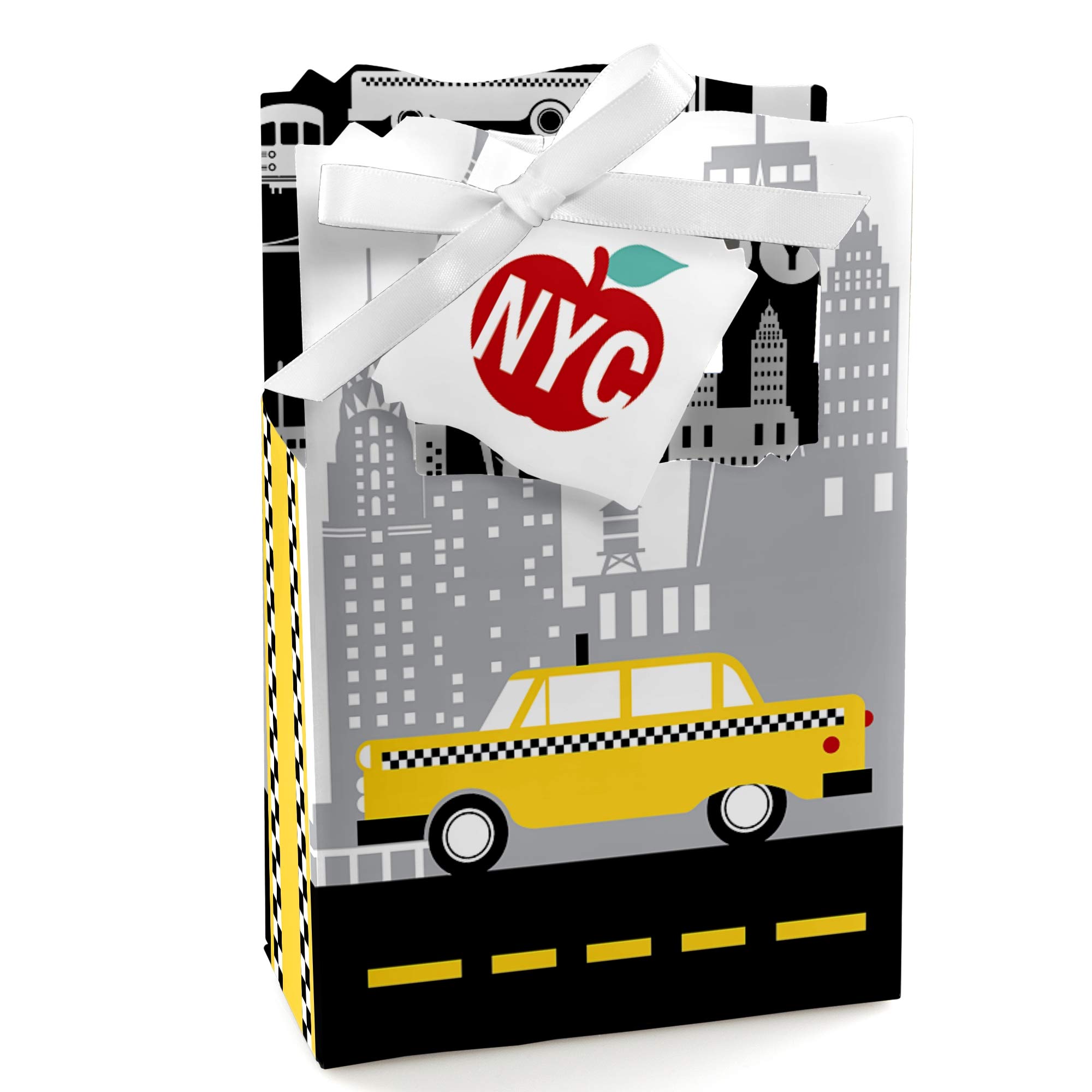 Big Dot of Happiness NYC Cityscape - New York City Themed Party Favor Boxes - Set of 12 - Perfect for Birthday Parties, Baby Showers & Wedding Favors