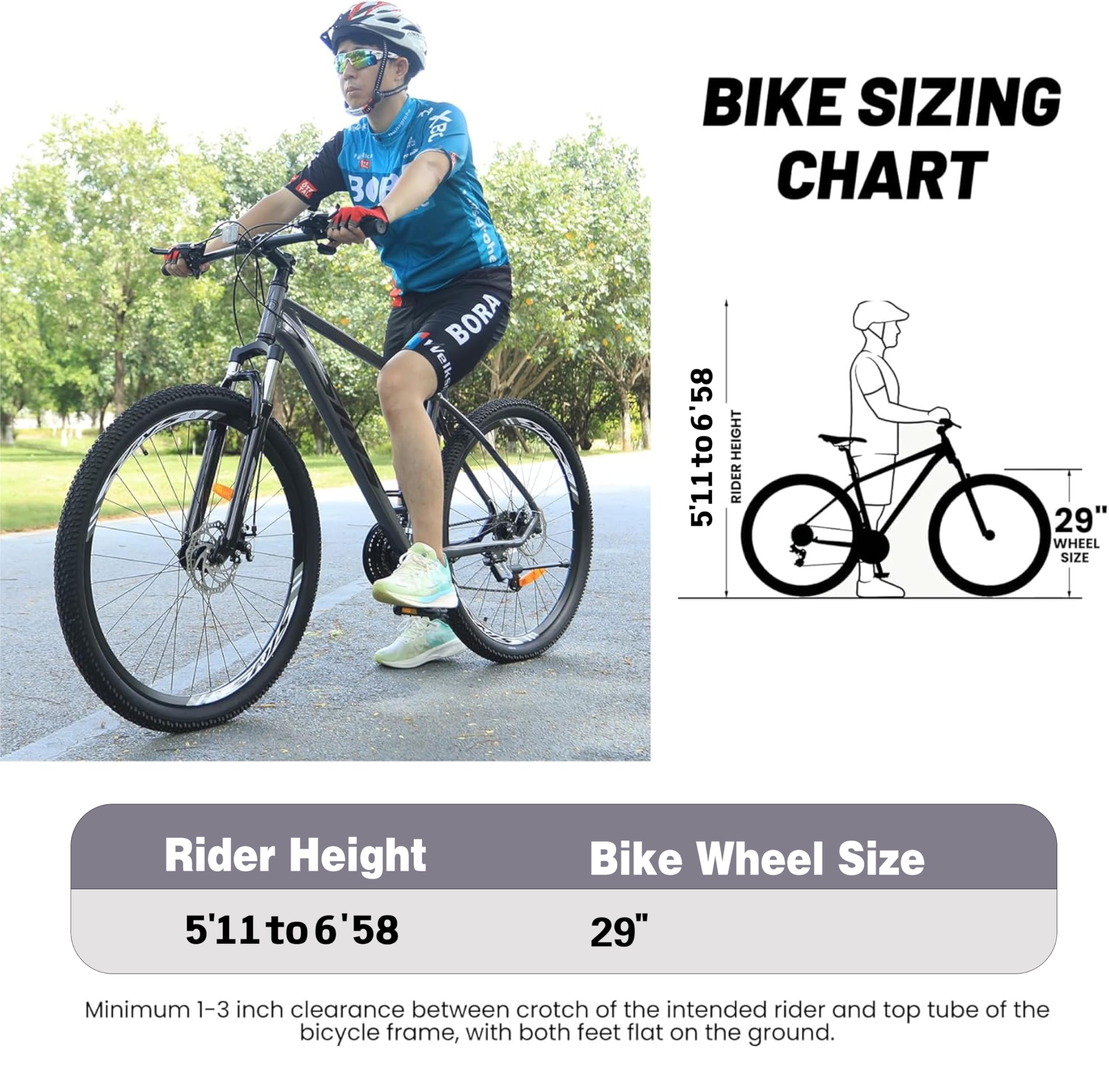 **29 Inch Mountain Bike - 19 Inch Aluminum Frame, 2.1 Inch Tires, 21-Speed Gears, Suspension Fork, Ergonomic Seat, Disc Brakes - Perfect for Trail Riding & Outdoor Adventures**