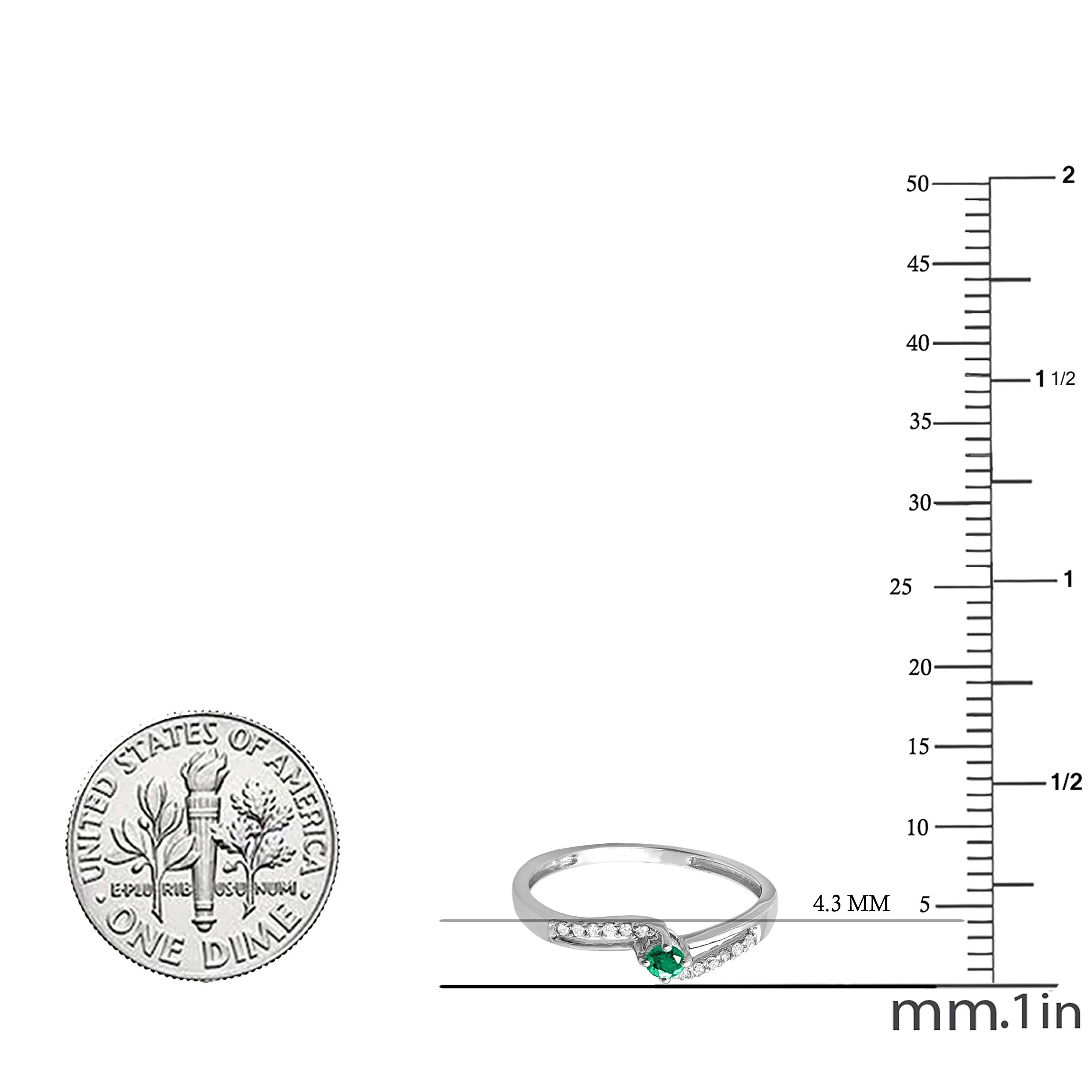 14K Solid White Gold Emerald and Diamond Wave Bridal Promise Engagement Ring for Women | Elegant Wedding, Anniversary, or Proposal Jewelry Gift