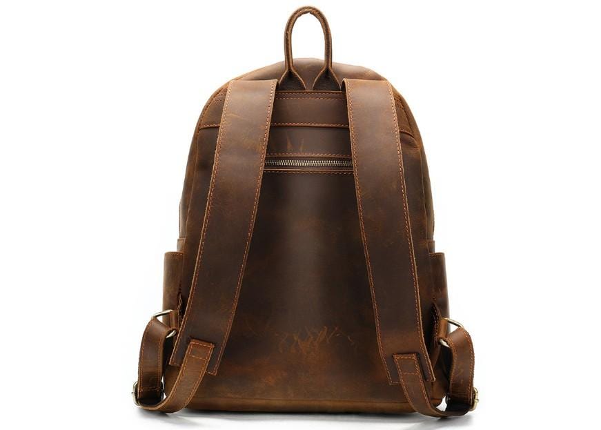 Durable Brown Leather High School Backpack for Teen Boys & Girls - Stylish Laptop Bookbag for School, College & Travel