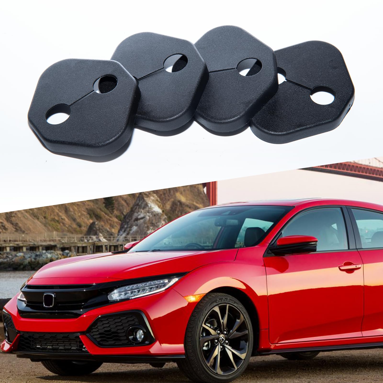 Honda Civic 2006-2025 Accord CR-V HR-V Pilot Odyssey Insight Passport Car Door Lock Latches Cover Protector - 4PCS Black Sports Style Accessories | Prevent Scratches & Enhance Vehicle Appearance for Daily Driving & Car Shows