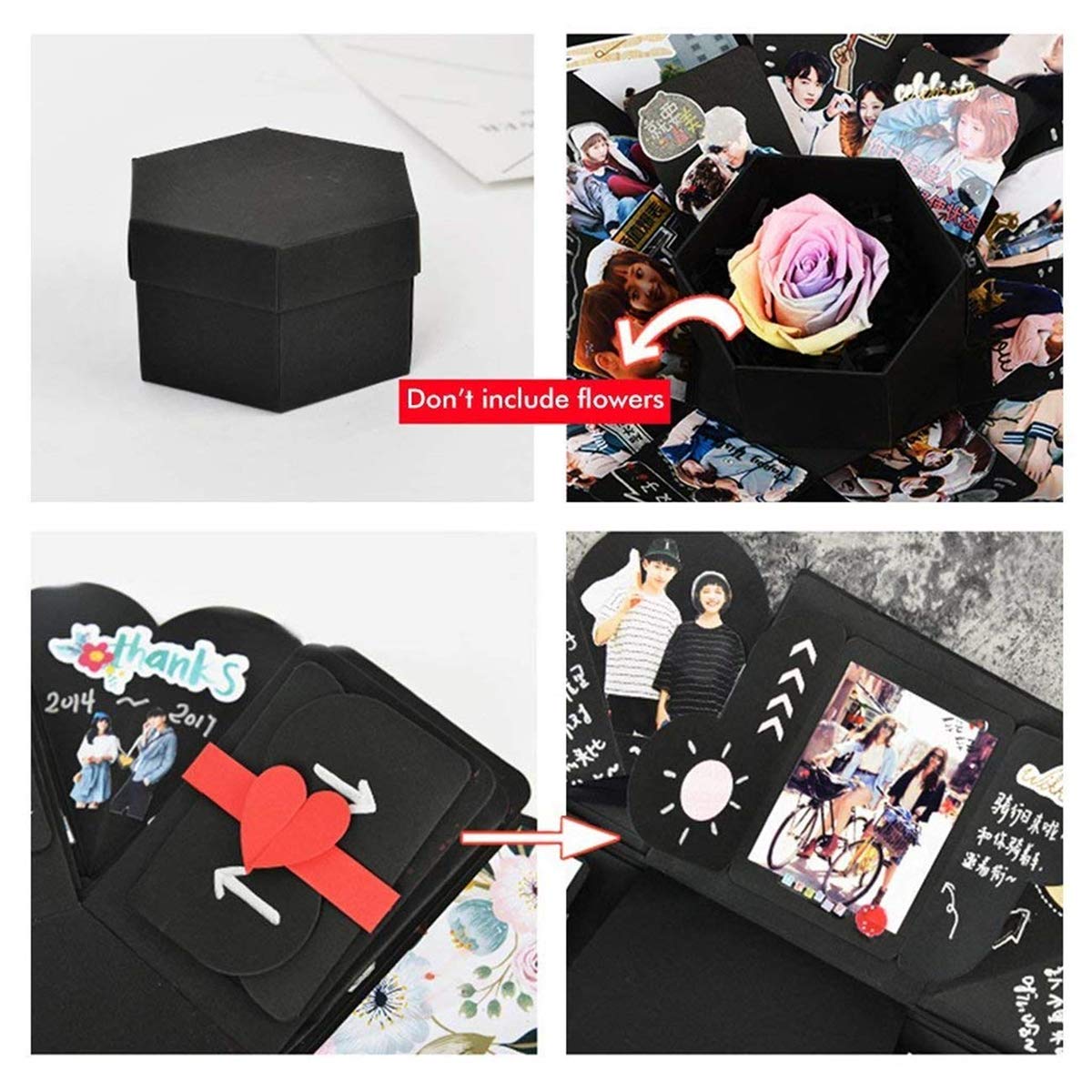 Explosion Box Set - Creative DIY Scrapbook Album Gift for Marriage Proposals, Birthdays & Special Occasions | Surprise Memory Photo Box with Stickers for Couples, Anniversaries & Romantic Gestures
