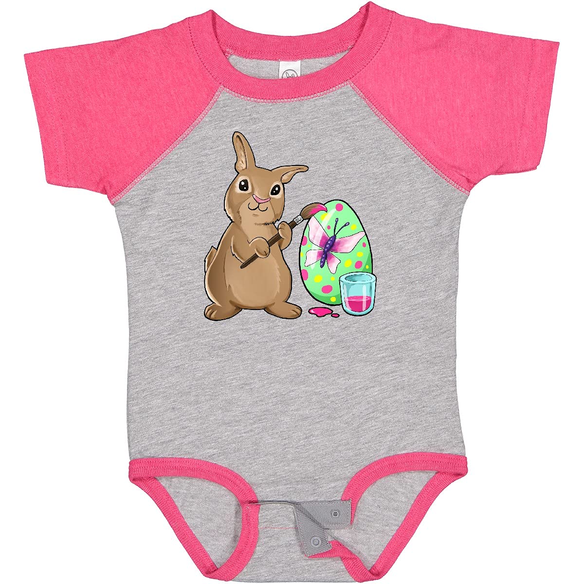Inktastic Adorable Brown Easter Bunny Painting Egg Baby Bodysuit - Soft Cotton Onesie for Infants, Perfect for Easter Celebrations, Baby Showers & Family Photos